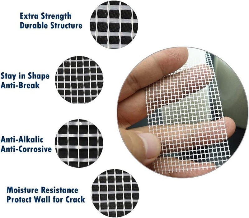 LLPT Drywall Repair Fiberglass Joint Tape 2” x 100 Ft Industrial Grade Extra Strength Fiber Mesh Heavy Duty Self Adhesive for Seam Patch Wall Crack Seam Repair Color White (DRF210) - Image 3